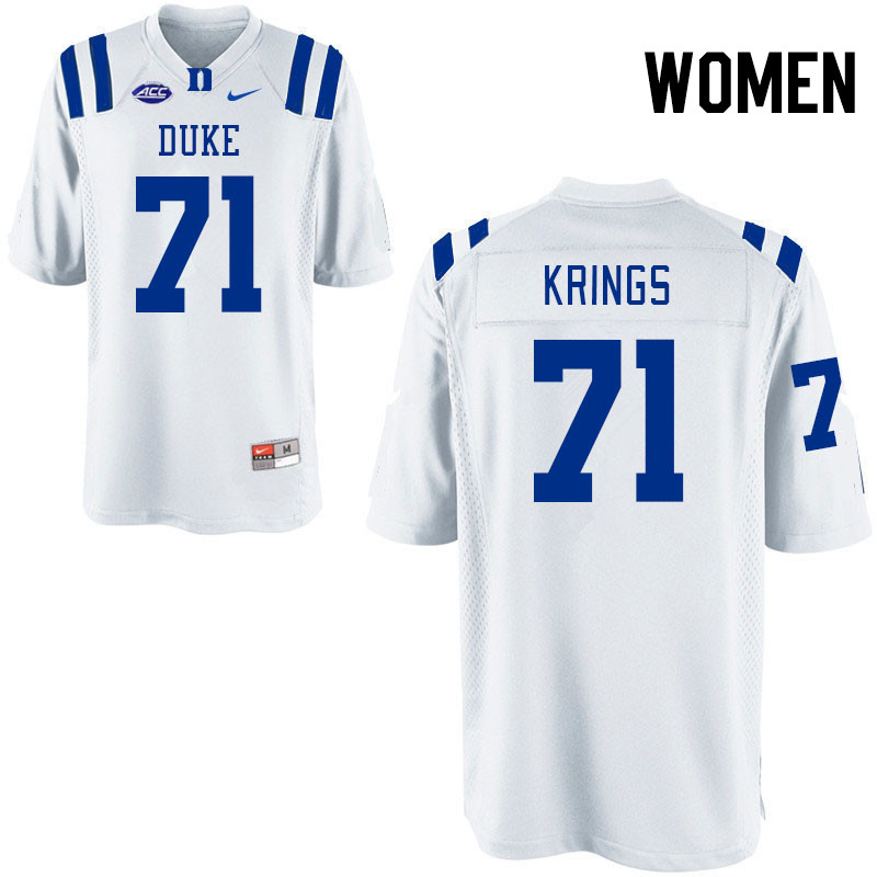 Women #71 Caleb Krings Duke Blue Devils College Football Jerseys Stitched-White